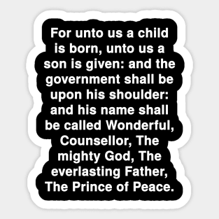 Isaiah 9:6  KJV Bible Verse Typography Sticker